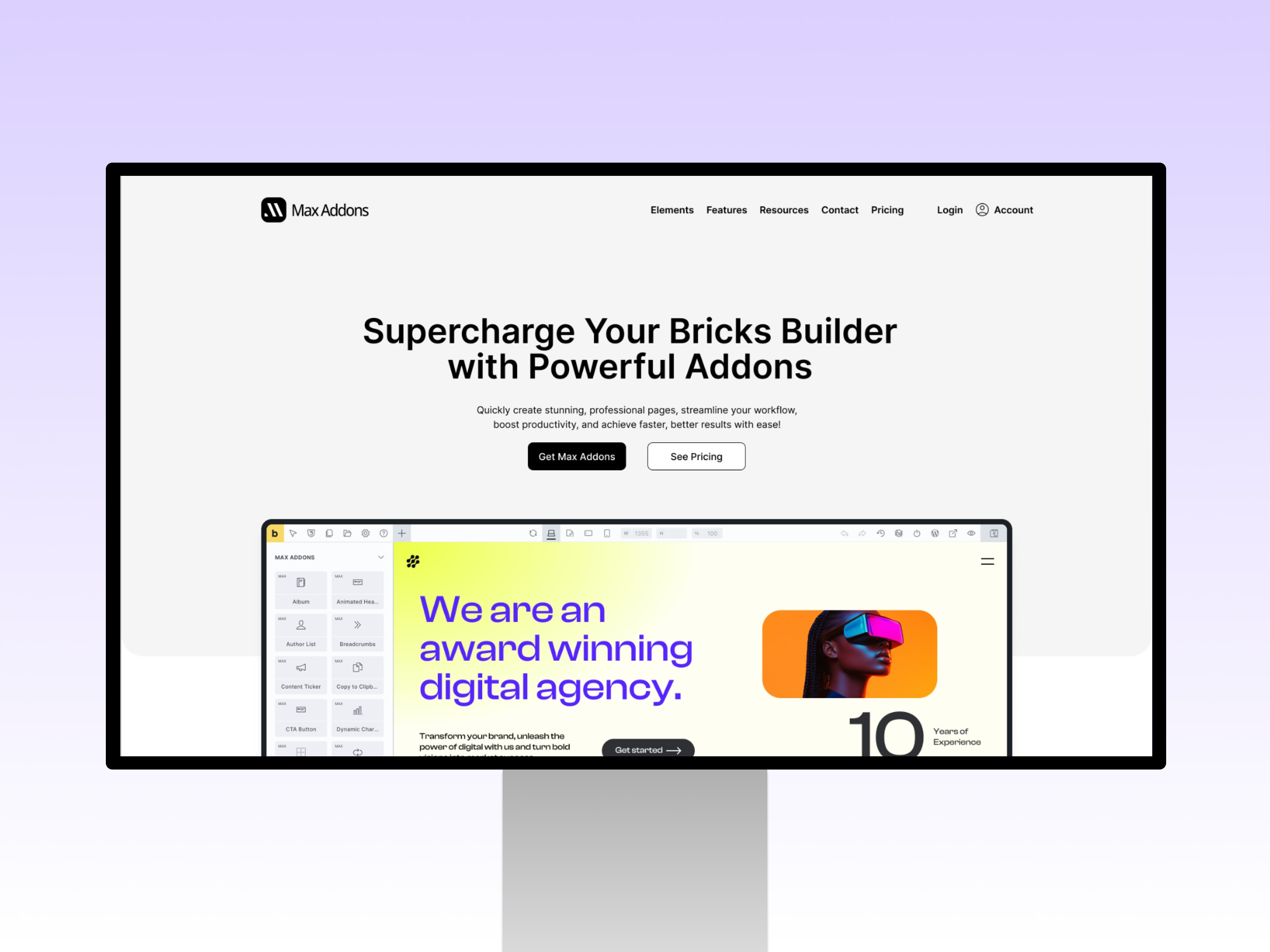Max Addons for Bricks product branding and website design