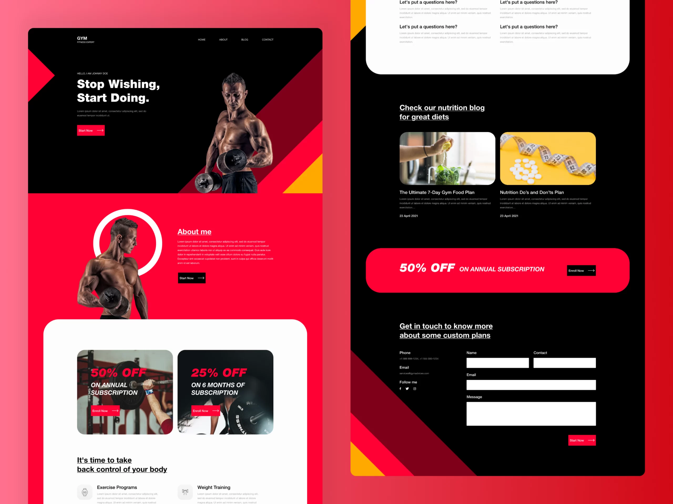 Fitness website design project